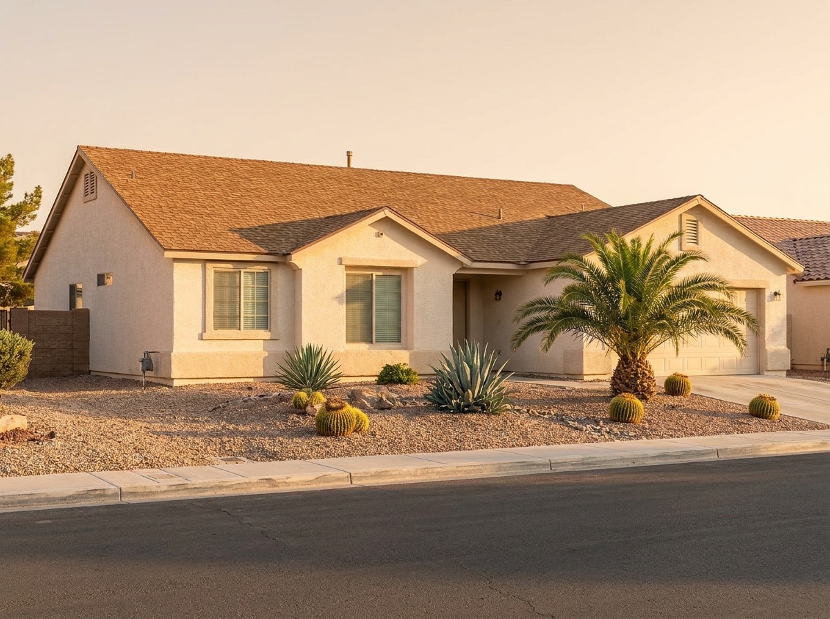 A Las Vegas home with a completed architectural shingle roof